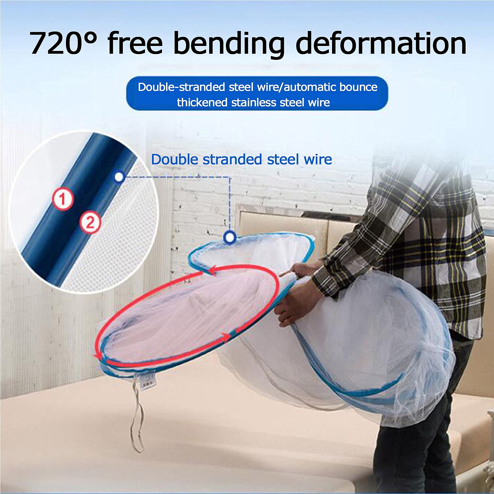 Tenda Zanzariera, Baldacchino per Letto, Rete per Baldacchino, Zanzariera Pop Up per Letto, Zanzariere da Viaggio Portatili di Grandi Dimensioni 180 200 150 cm Porta Singola, Zanzariera Pieghevole p