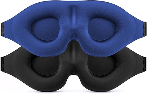 Miniatura 1 de Antifaz para dormir (negro y azul) para hombres y mujeres, 100% bloqueo de luz, máscara de ojos 3D para dormir por la noche, cubierta relajante para