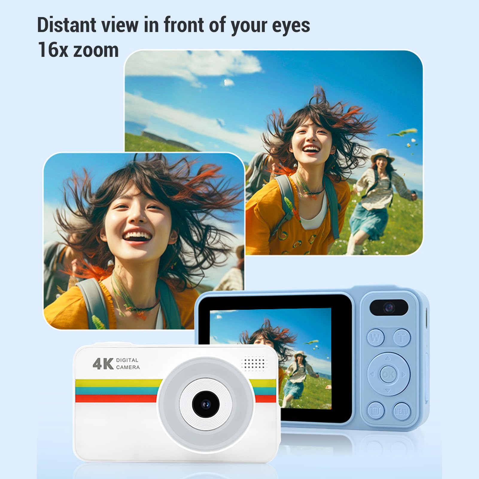 Fotocamera Digitale 4K per Fotografia, Fotocamere Vlogging HD da 50 MP con Fotocamera da Viaggio per Adolescenti per Adolescenti a Doppio Lente Schermo da 2,8 Pollici per (BLUE)