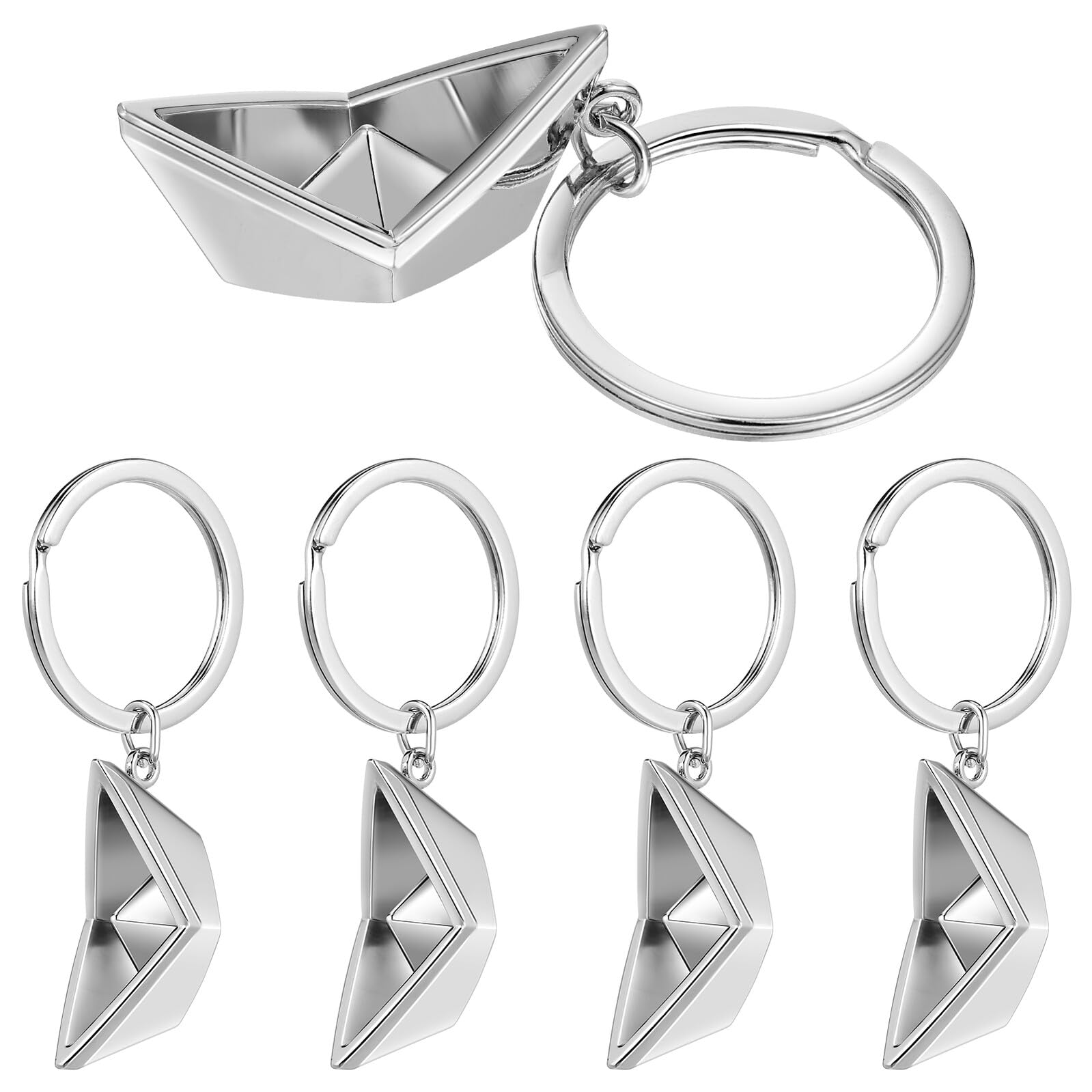 ibasenice Portachiavi Barca in Metallo 5 Pezzi Argento per Uomini e Donne | Borsa e Zaino, Regalo e Decorazione, Formato Piccolo, Stile Unico, Pratico Accessorio
