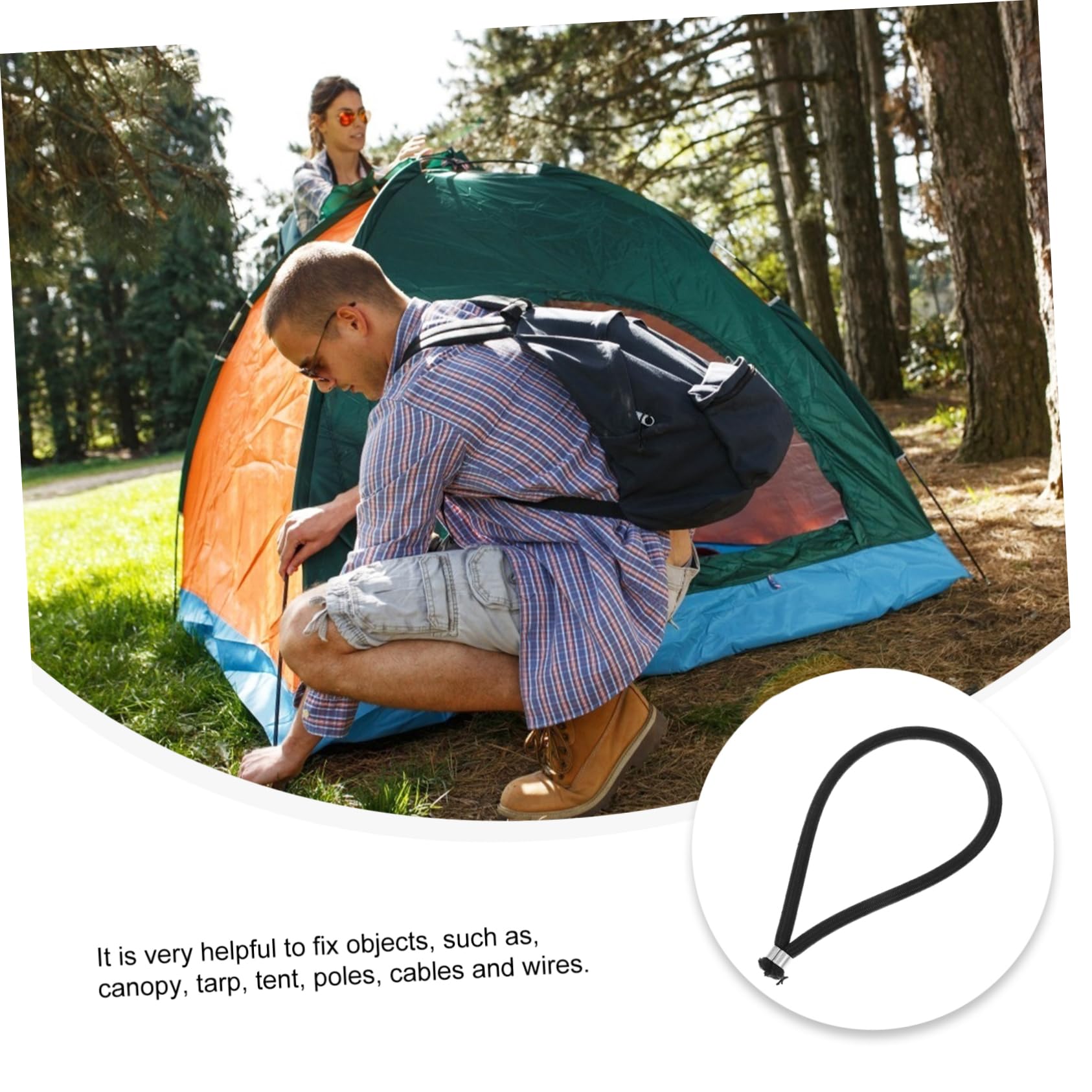 UPKOCH Corde Élastique Long Extensible Bâche avec Camping Bretelles Terminal Ajustable Fixation Remplacement Rebondeur Tente Lourd De Plein Air Mini Sandows Latex Soie Noir