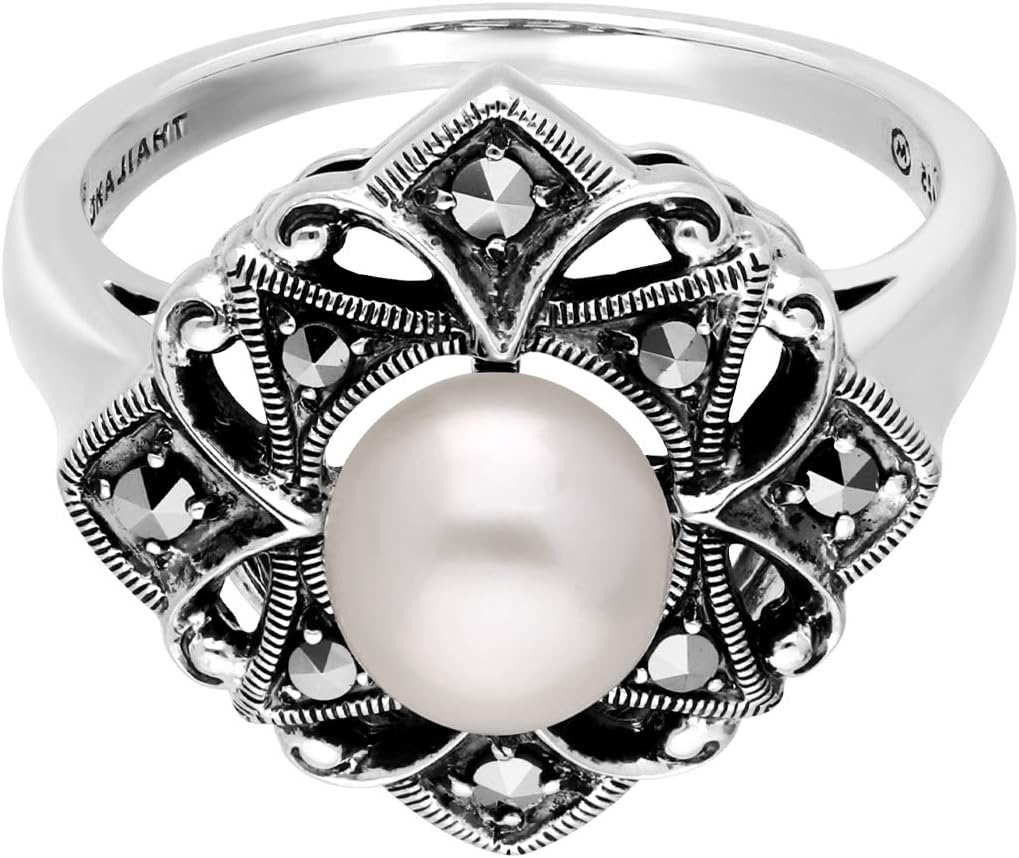 Gemondo USA Pearl & Marcasite Sterling Silver Ring