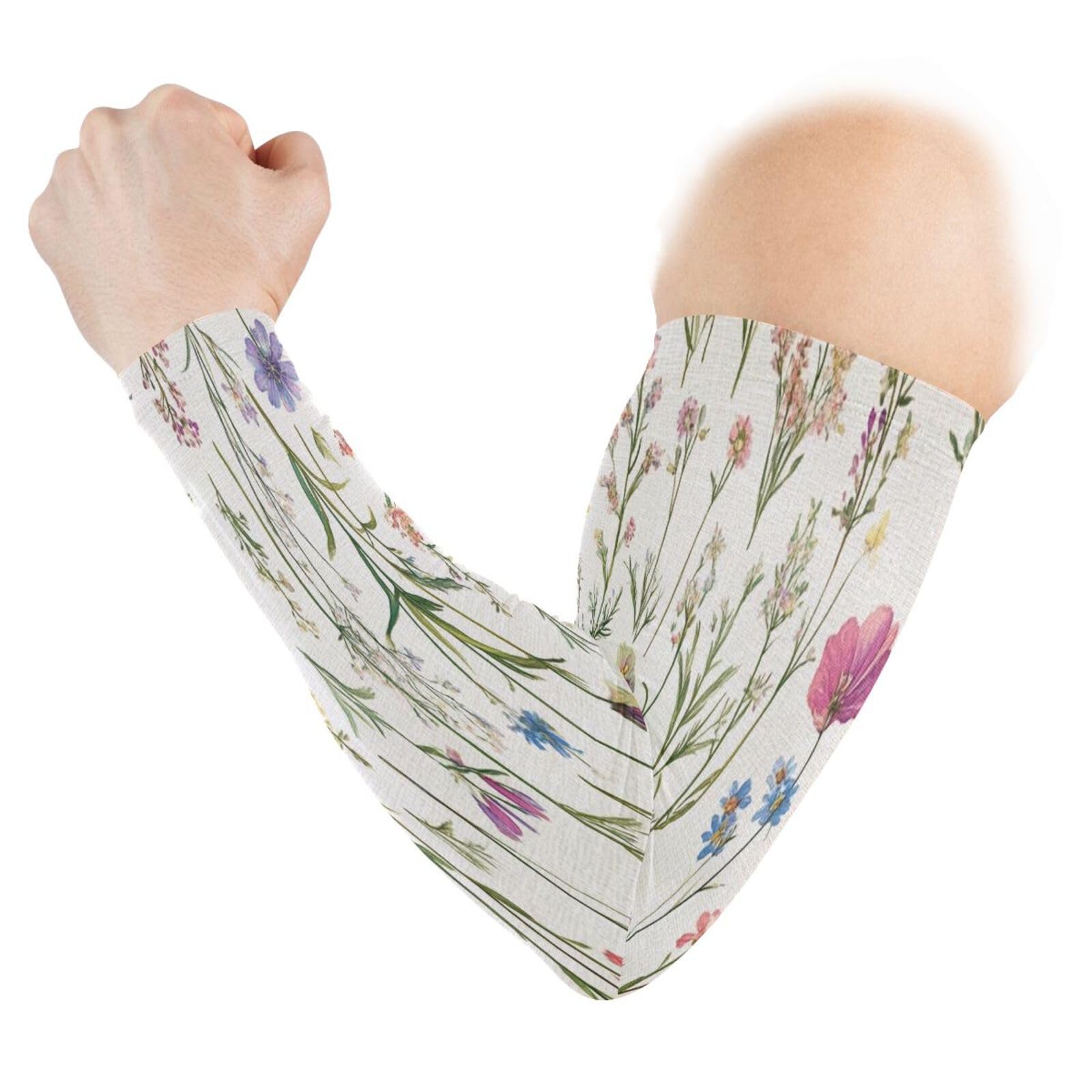 Kigai Wildflowers UV Sun Protection Arm Sleeves for Men Women Cooling Compression Sports Arm Sleeves Tattoo Cover Up