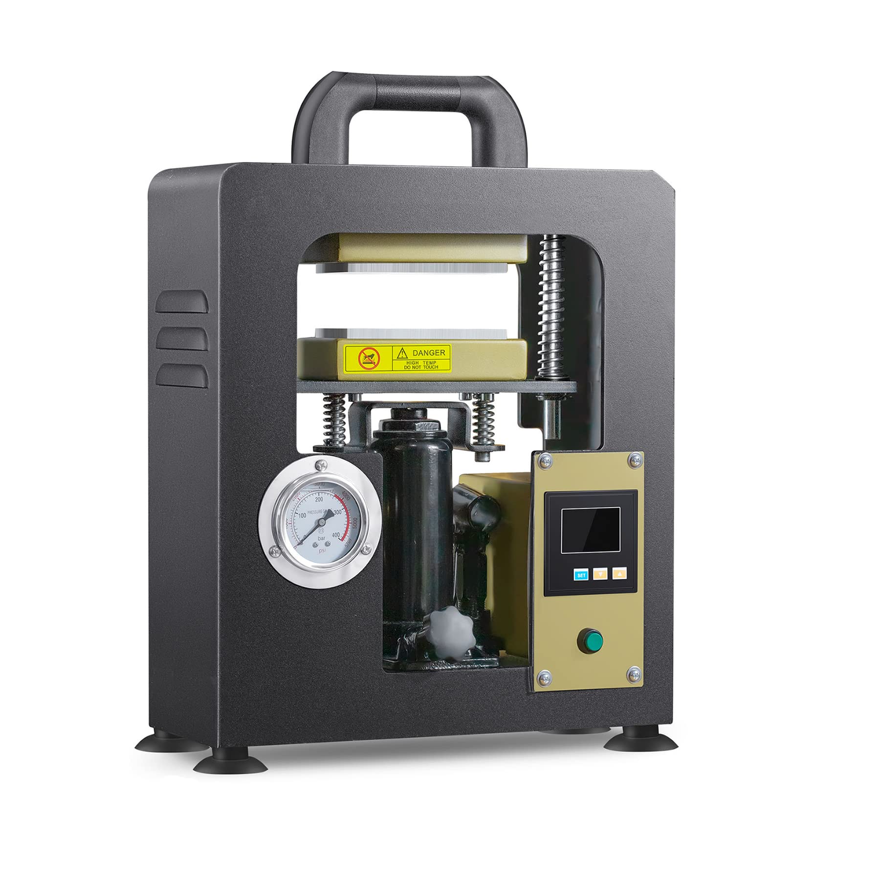 NArra Machine de compression à colophane 7T avec force de pression et plaques doubles chauffantes de 6 x 12 cm et 600 W - La presse à rosin dispose d'un manomètre précis et d'un régulateur de