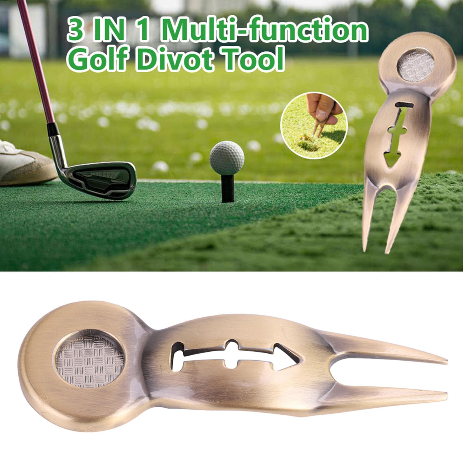 Gavigain Golf Pitch Mark Repairer and Ball Marker, Portable Golf Pitch Mark Repairer Aluminum Alloy Magnetic Gold Divot Tool for Men Women Golfer