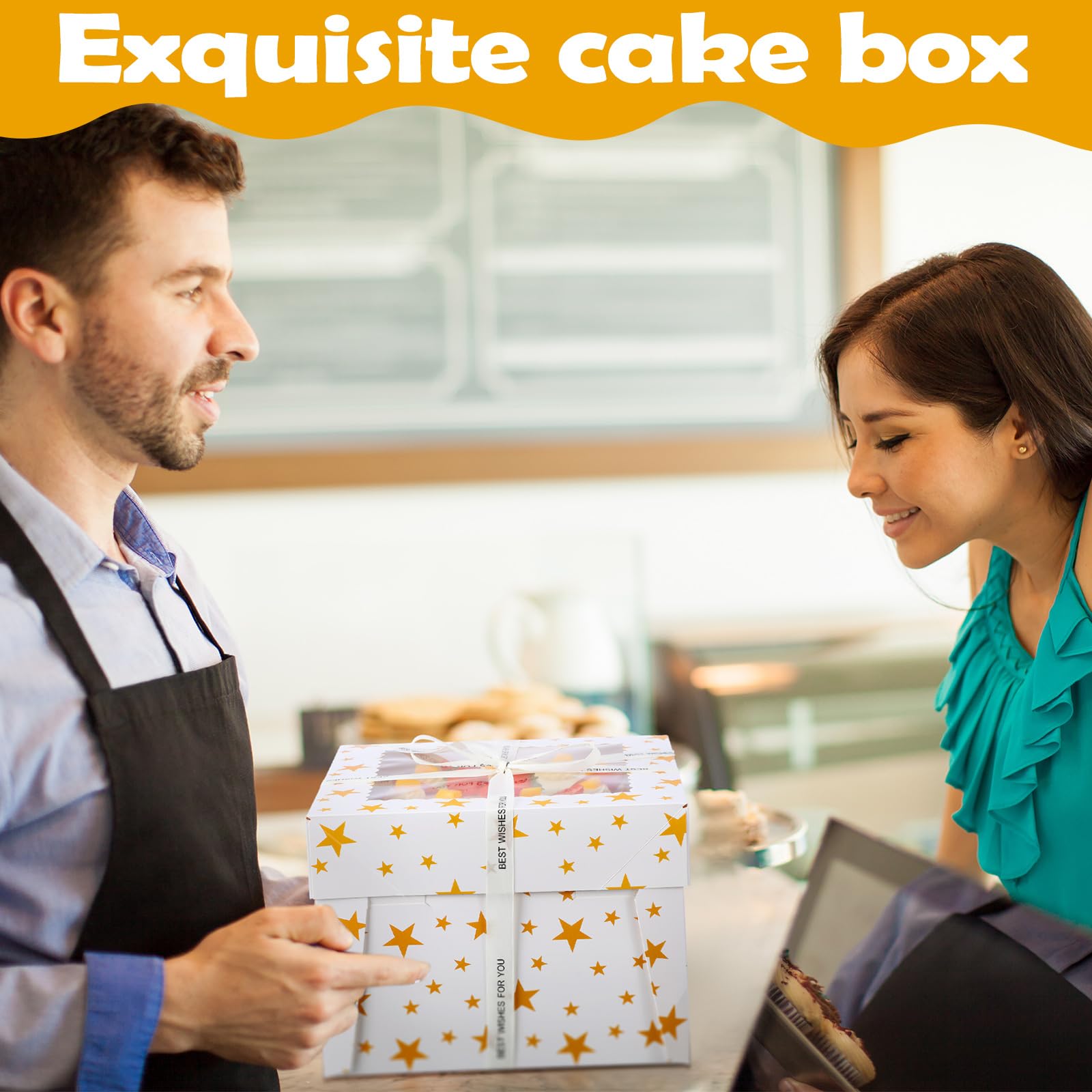 18 Pcs Gold Cake Boxes 10 x 10 x 8 Inches with Window, Tall Cake Box ...