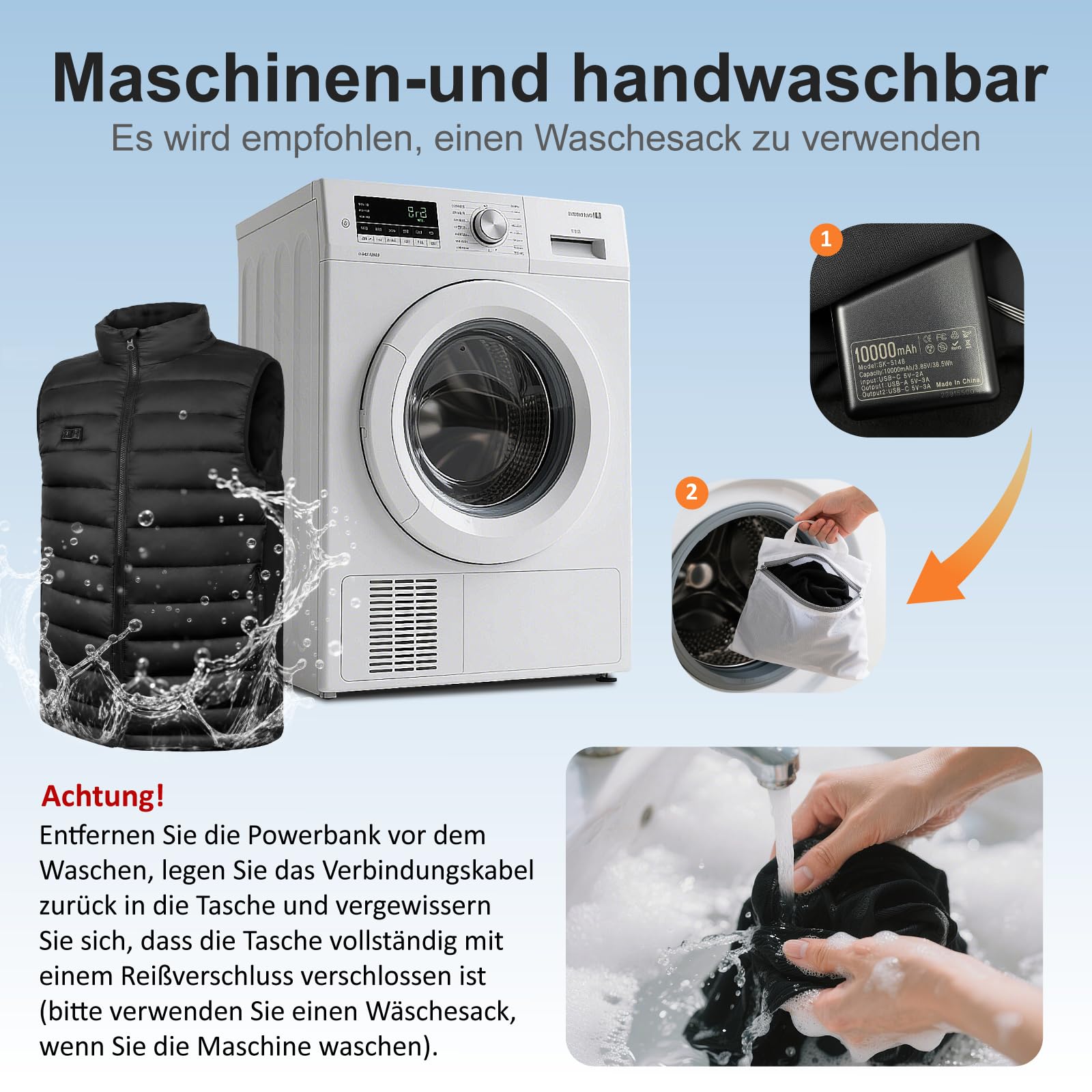 seenlast Beheizbare Weste Damen, Heizweste Damen mit akku 10000 mAh, Wärmeweste Beheizte Weste mit 3 Stufen Temperatur und 4 Heizzone, Beheizbare Kleidung Wärmejacke für Outdoor Motorrad Camping