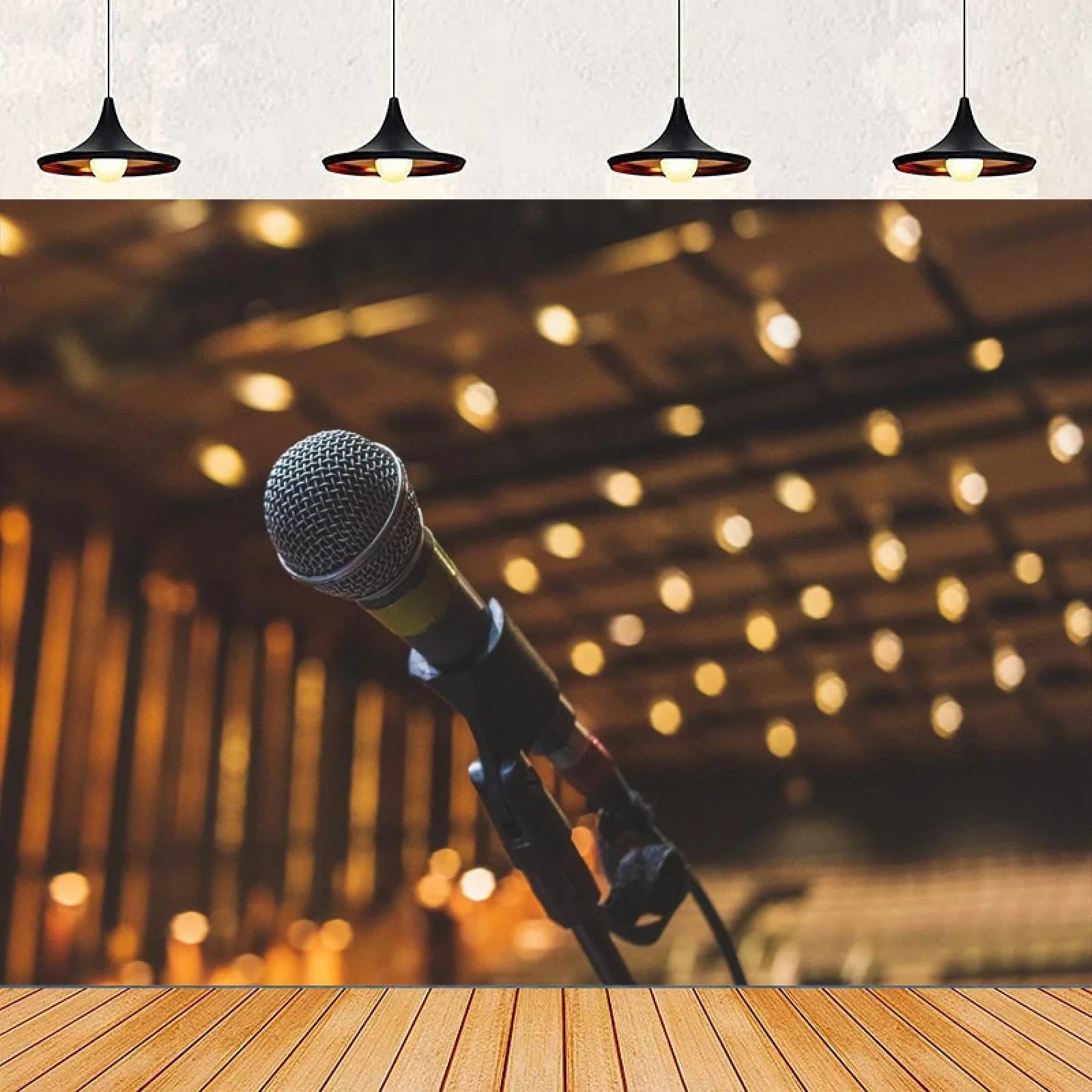 Musica Hall Fotografia Sfondo Buon Compleanno Microfono Video Musicale Home Party Parete Banner Decor Poster