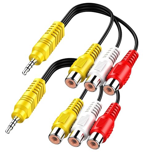 PANPEO Adaptador AV, adaptador de componente de video AV de repuesto para TCL TV, adaptador de entrada de 3 RCA a 0.138 in AV - 2 unidades
