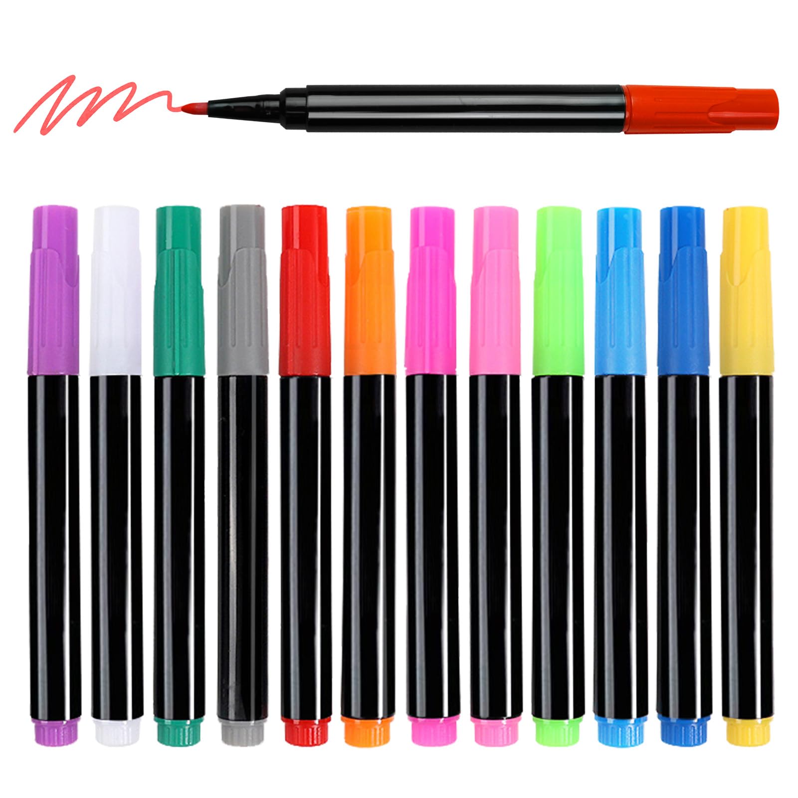 12-Color Markers for LED Note Board with Colors, Compatible with Light Up Drawing Board and Led Writing boards, Fluorescent Ink Design, Neon Erasable Markers, Birthday Gifts for Girls Boys