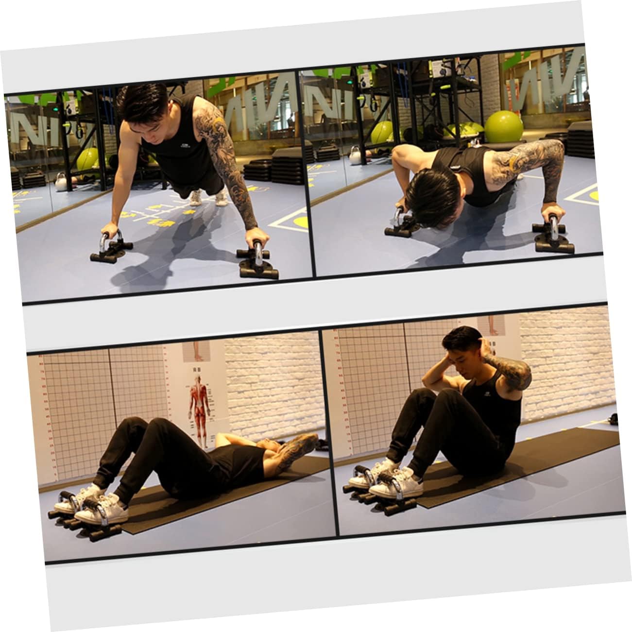 Yardwe H-type Bars with Suction Cups Multifunctional Grip Fitness Tool Indoor Exercise Equipment for Home Workouts and Strength Training