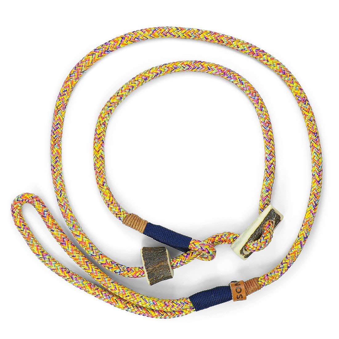 Retriever-Leine/Moxonleine Elegant-Style | handgefertigte Hundeleine aus Tau mit Halsbandfunktion & Horn-Stopper | 8mm – besonders leicht & handlich | Training, Alltag & Spaziergang
