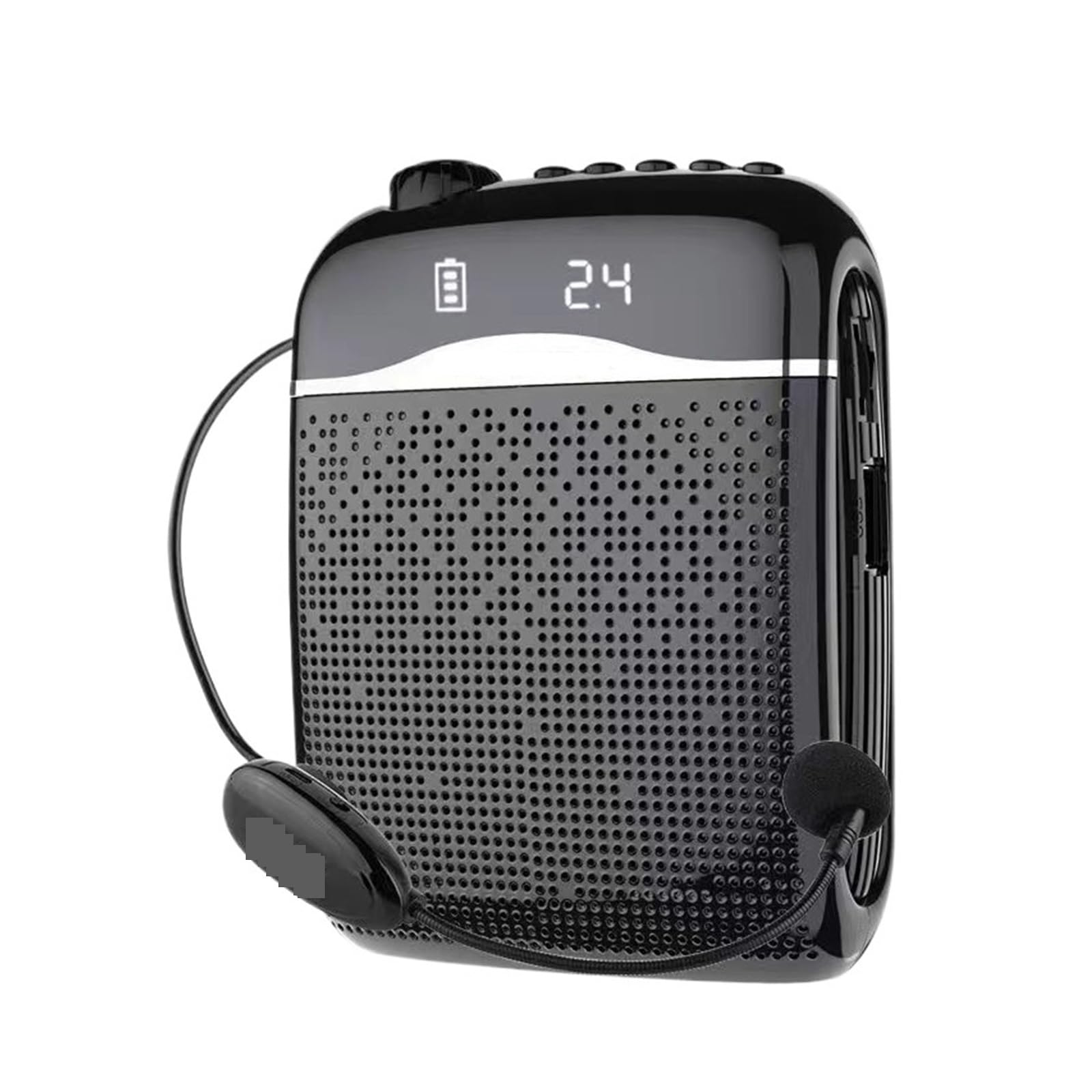 Amplificatore vocale da 20 W Microfono wireless cablato/2.4G Altoparlante 5.0 Guida turistica for insegnanti Radio FM portatile Megafono per l'Insegnamento(Black-2.4G Wireless)