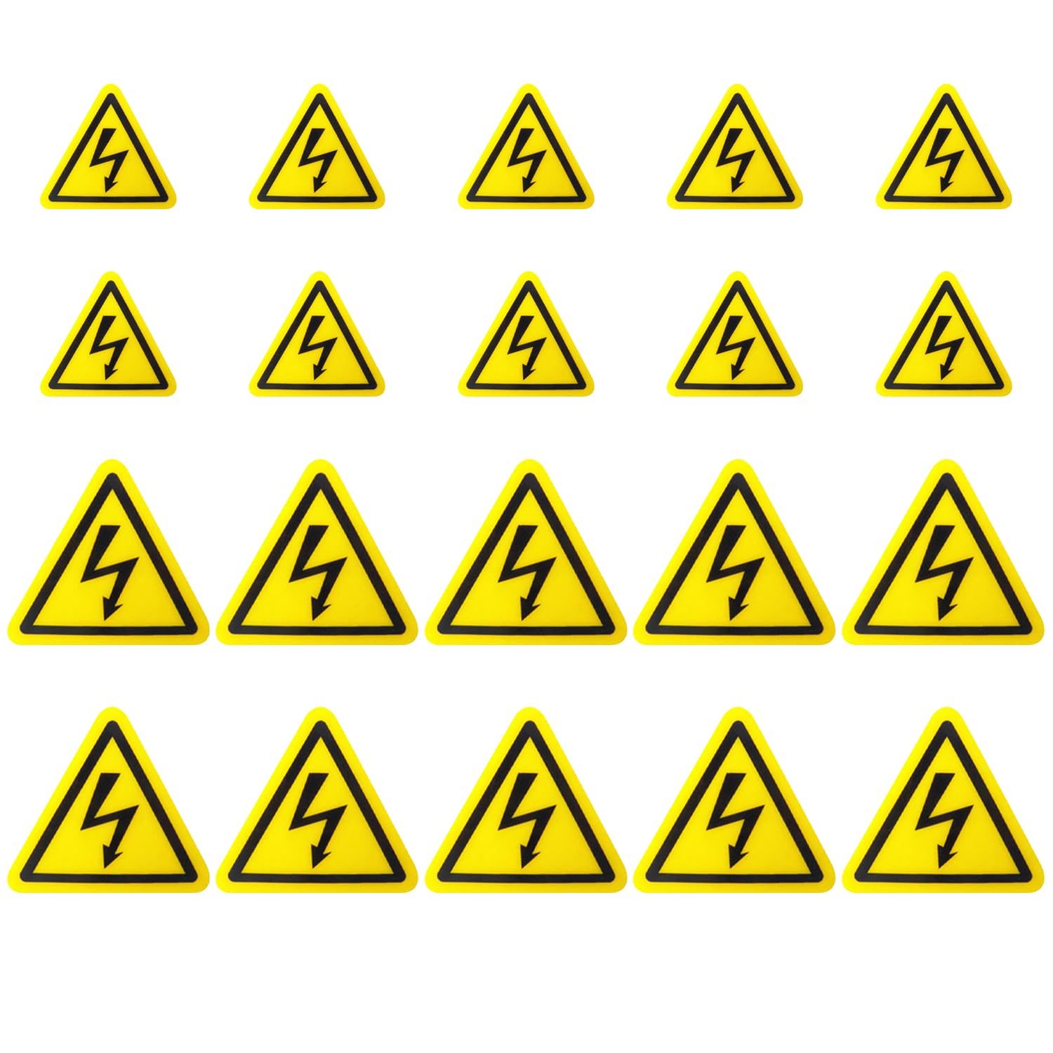 20 x naklejki ostrzegawcze, elektryczne naklejki ostrzegawcze, trójkątne naklejki ostrzegawcze, samoprzylepne naklejki ostrzegawcze, żółte naklejki ostrzegawcze