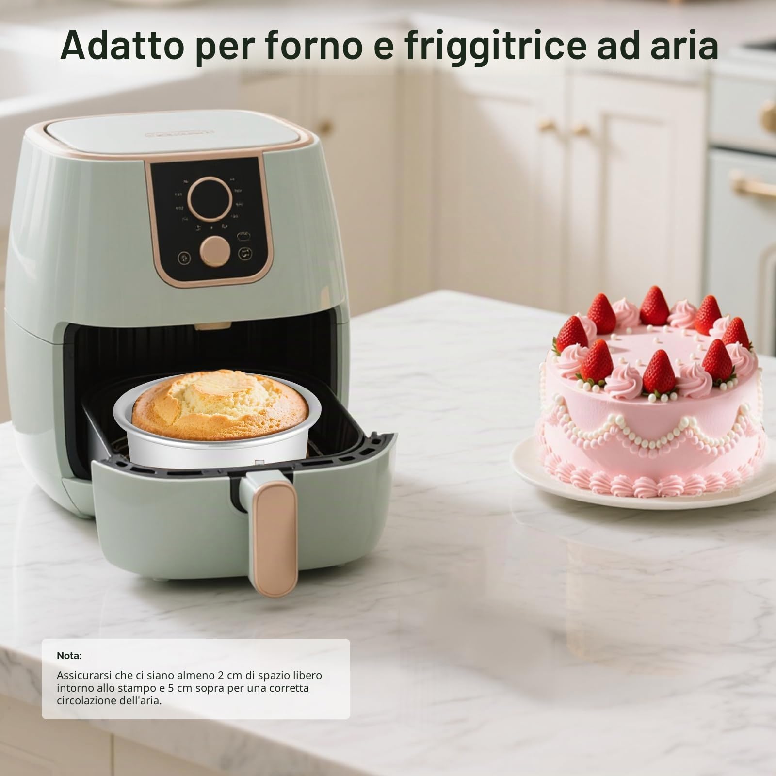 Tortiera rotonda per torta Ø 20 cm, Teglia da forno per torte in alluminio anodizzato con fondo rimovibile, Argento