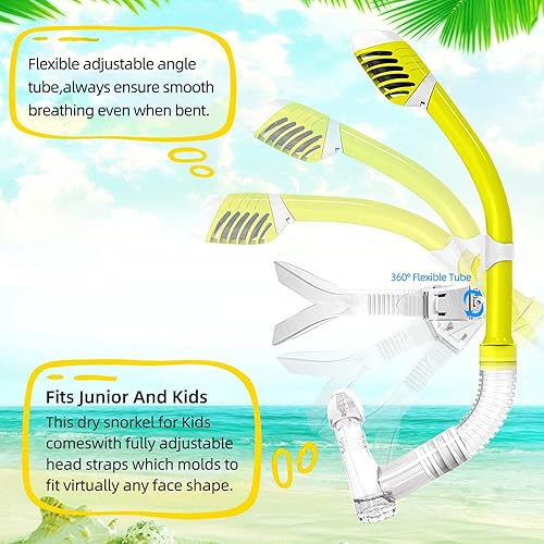Miniatura 4 de Uniswim Snorkel infantil para nadar con función de rotación para niños y niñas, entrenamiento de niños, natación, buceo frontal, buceo