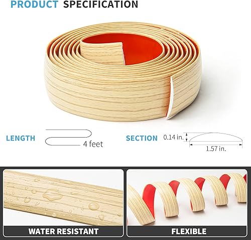 Vista 5 de Art3d Self Adhesive Vinyl Floor Transition Strip Laminate Floor Strip Floor Flat Divider Strip for Joining Floor Gaps Carpet Threshold Transition