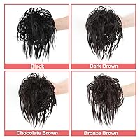 Vista 6 de KETHBE Moño desordenado, moño sintético despeinado, cola de caballo corta con banda elástica de goma para mujeres (negro)