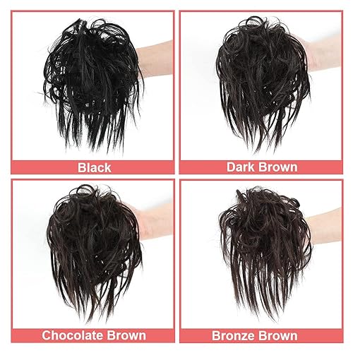 Miniatura 6 de KETHBE Extensiones de pelo sintético corto para cola de caballo, banda elástica de goma para mujeres (CZ-Champaign Golden Mix Bleach Blonde)