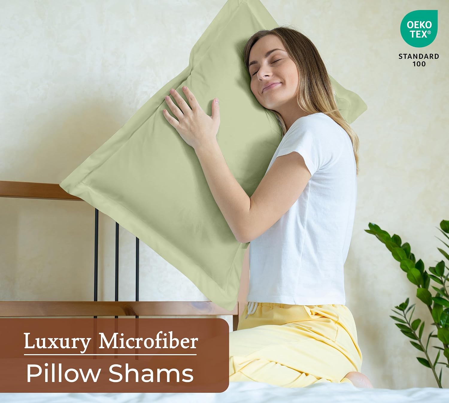 Royale Linens Pillow Shams 2 Pack Standard Size 20x26 Inch - 1800 Microfiber - Bed Pillow Shams, Wrinkle Resistant Super Soft and Cozy - Back Overlap Closure - Oxford Pillowcase (Standard, Sage Green)