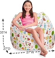 Vista 564 de Posh Creations Puf estructurado cómodo para jugar, leer y ver la televisión, Malibu Lounge, tela de lona para colorear, criaturas