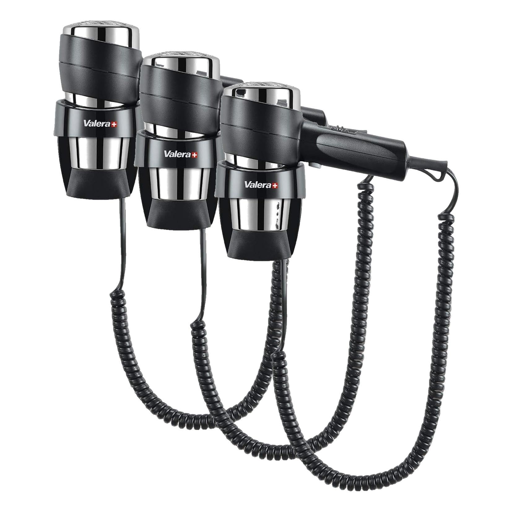 Valera, Action Super Plus 1600, Haartrockner mit Wandhalterung für die Hotellerie, kompakt, Temperatur und Luftstrom einstellbar, Abkühlstufe und Ein/Aus-Sicherheitsschalter, 1600 W, schwarz