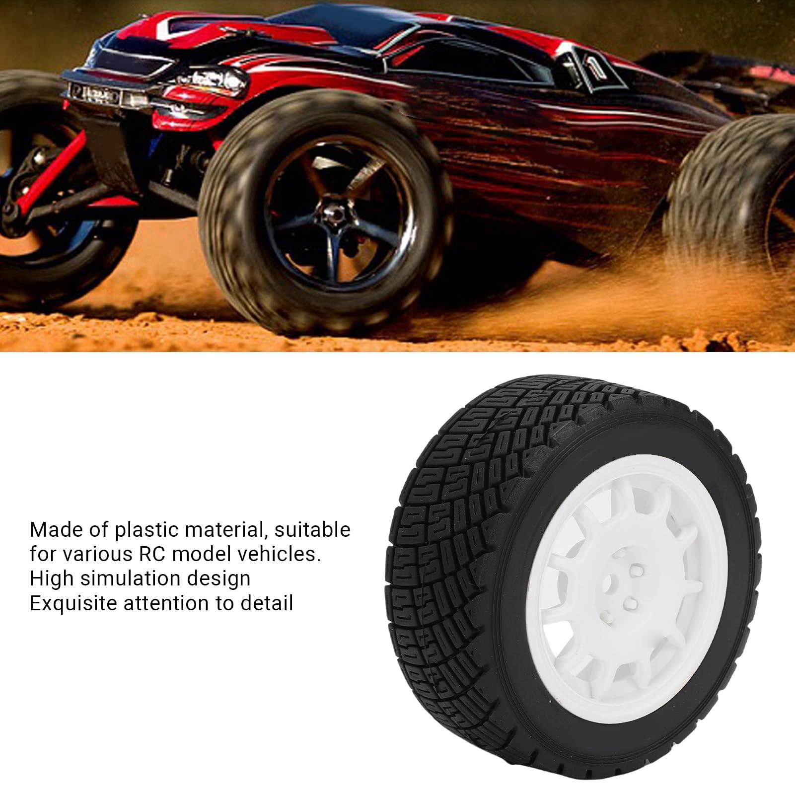 Buachois Pneumatici per Auto RC, 4 Pezzi Gomma Sostituzione per Modellini 12mm Antiscivolo Design Testurizzato, Ruote per Veicoli Radiocomandati Giocattolo