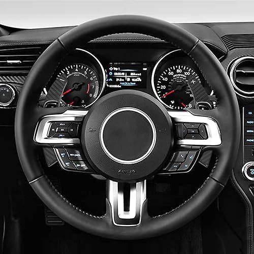 Miniatura 5 de TANGSEN Cubierta de fibra de carbono real para volante de cambio extendida compatible con Ford Mustang 2015 2016 2017 2018 2019 2020 2021 Accesorios