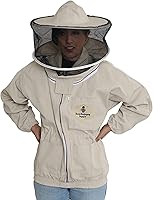 Vista 4 de Chaqueta con capucha de velo redonda, chaquetas profesionales de apicultor prémium, Lona de algodón natural, Pequeña