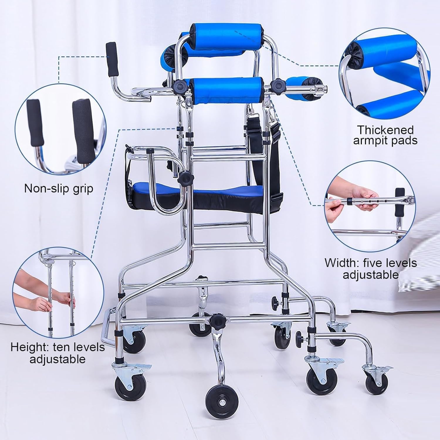 Chodziki na rolkach dla seniorów Rollator dla dorosłych Porażenie mózgowe Rehabilitacja Pomoc w ćwiczeniach Pomoce do chodzenia na stojąco dla osób starszych niepełnosprawnych Men's