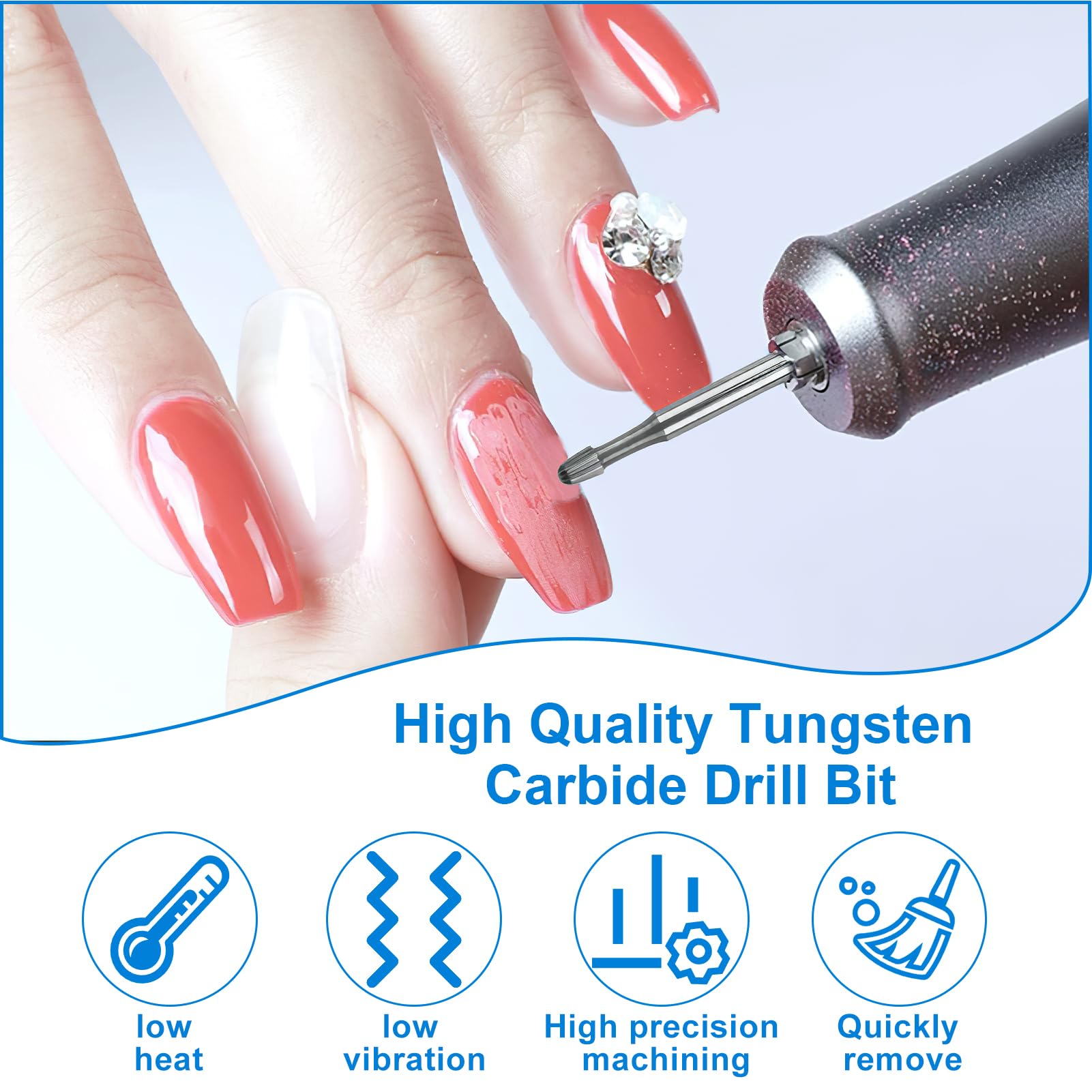 2 PCS Brocas Torno Uñas Profesional de Carburo para Quitar Cutículas y Piel Muerta, Grano Medio, Forma de Seta, Compatible con Tornos Eléctricos para Manicure y Pedicure
