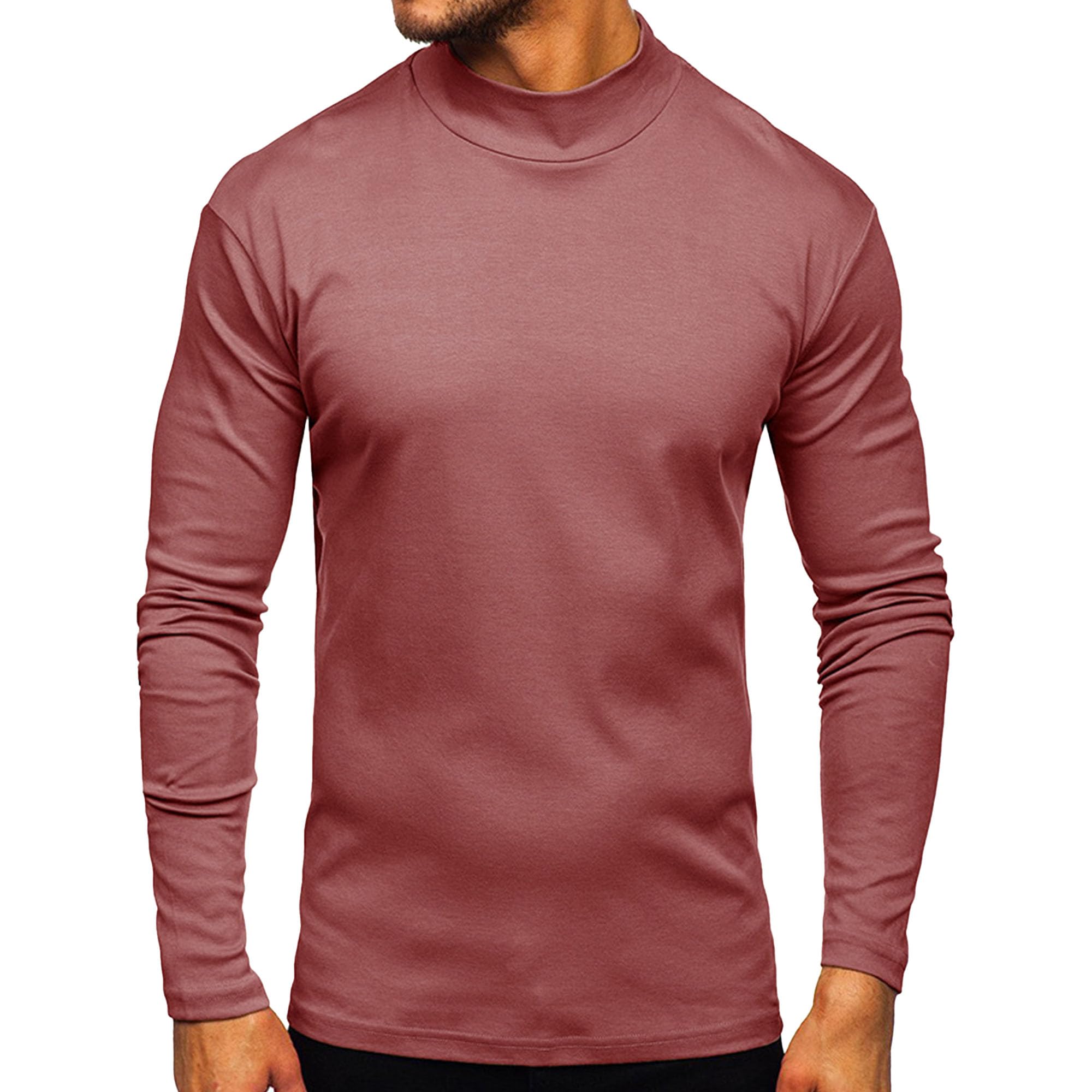 JEKE-DG Mens Half Turtleneck Long Sleeve Pullover Slim Fit Basic Designed Undershirt Stretch Slim Fit Sweaters (X-Large,Rusty Red 1)