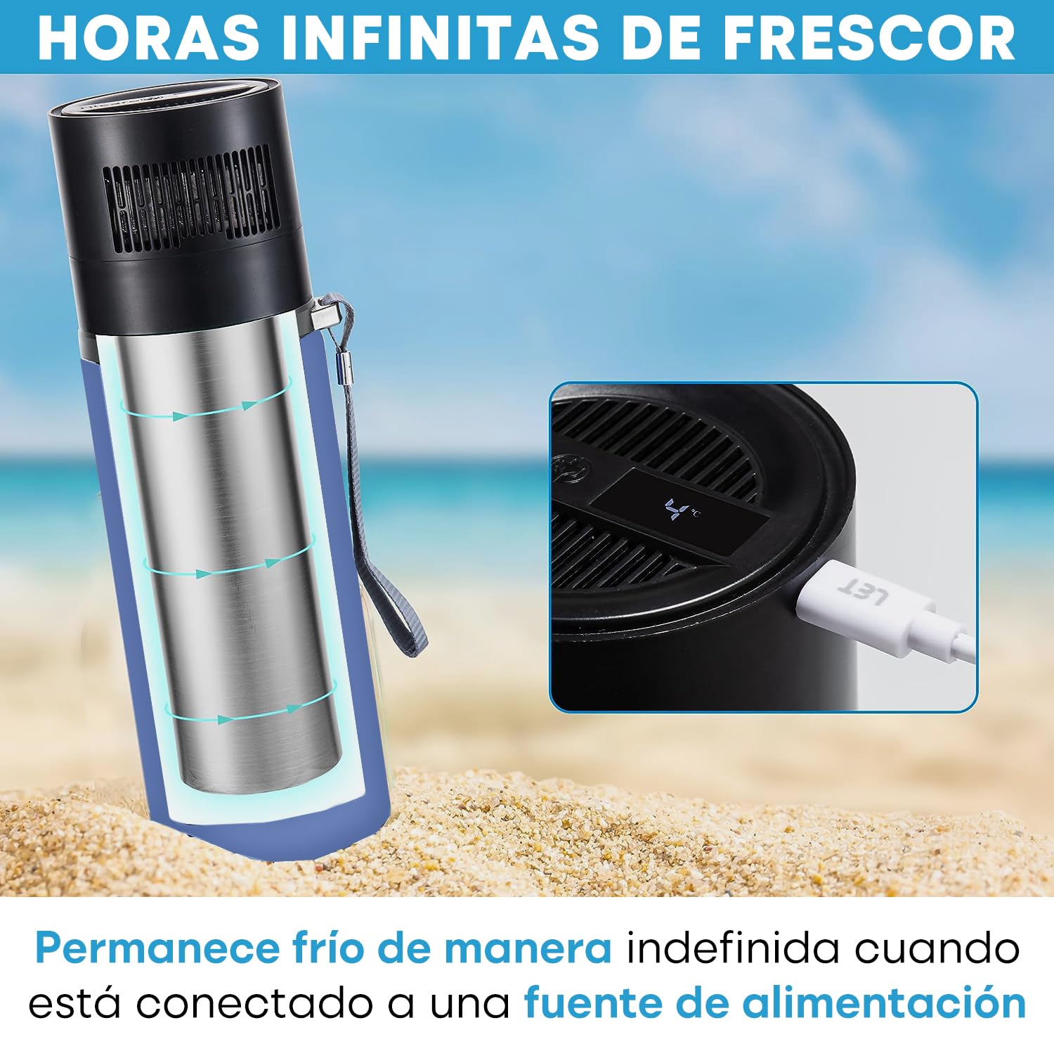Estuche de Insulin con Enfriador Eléctrico, Cargador USB y Biogel de Tilcare - Horas Ilimitadas, Botella Reutilizable - Estuche de gran Aprobado por la TSA - Para hasta 6 Plumas - Azul