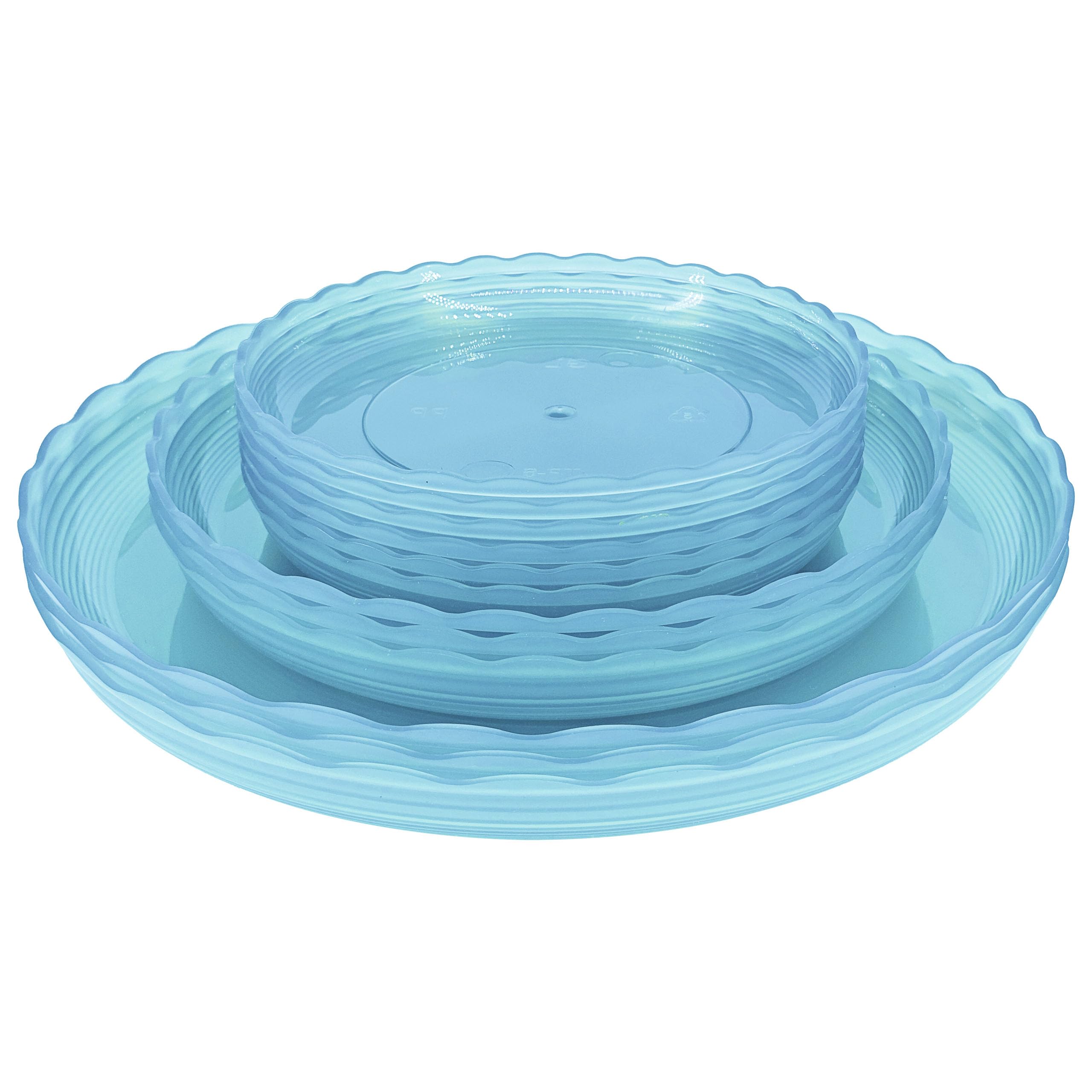 ECOESPTI 12Pcs Clear Plant Saucer, 6 8 10 Inch Durable Plastic Plant Tray, Round Plant Pot Saucers, Drip Tray for Indoor and Outdoor Garden, Blue