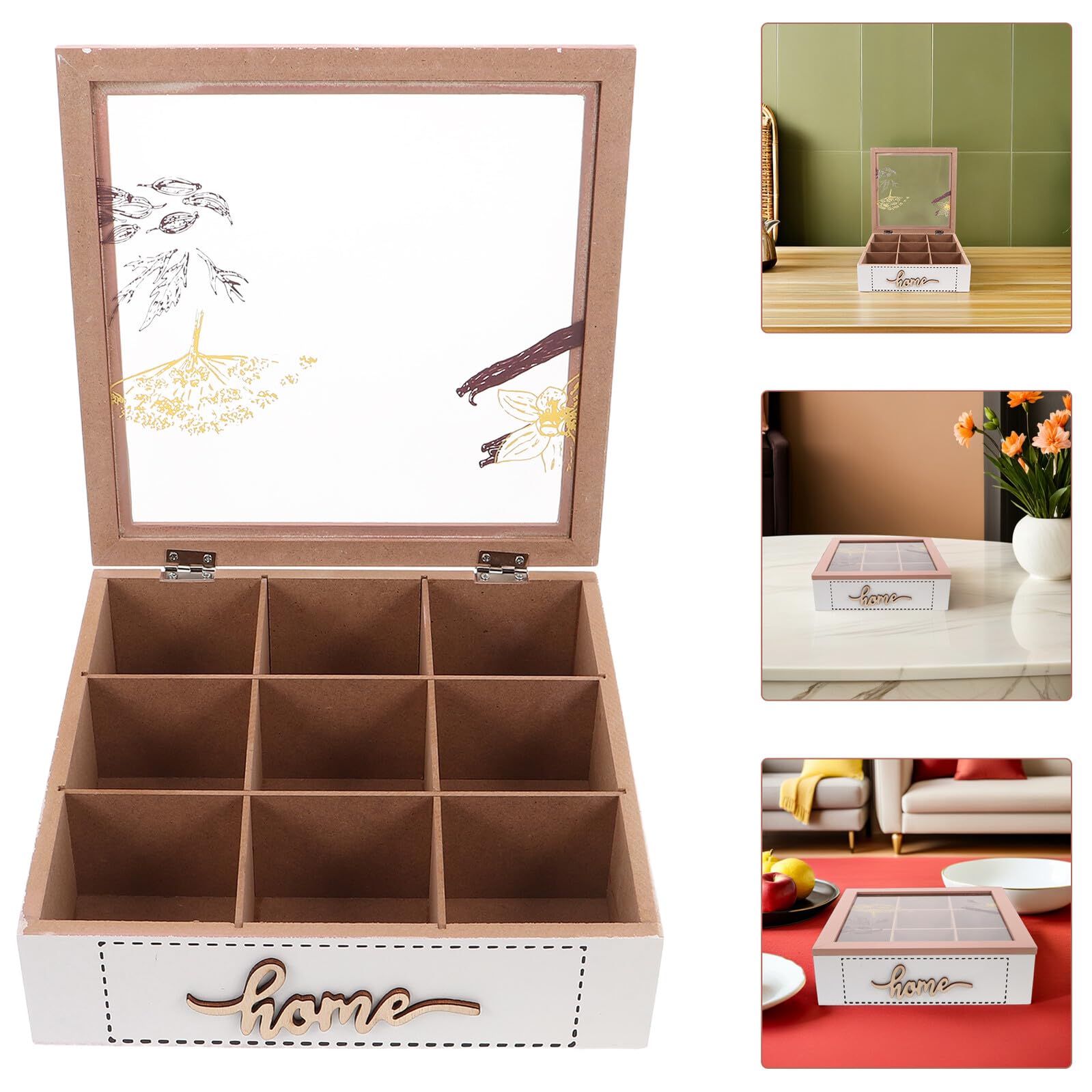 Pudełko Na Torebkę Na Herbatę w Stylu Retro Organizator Torby Na Herbatę Organizator Herbaty Beige
