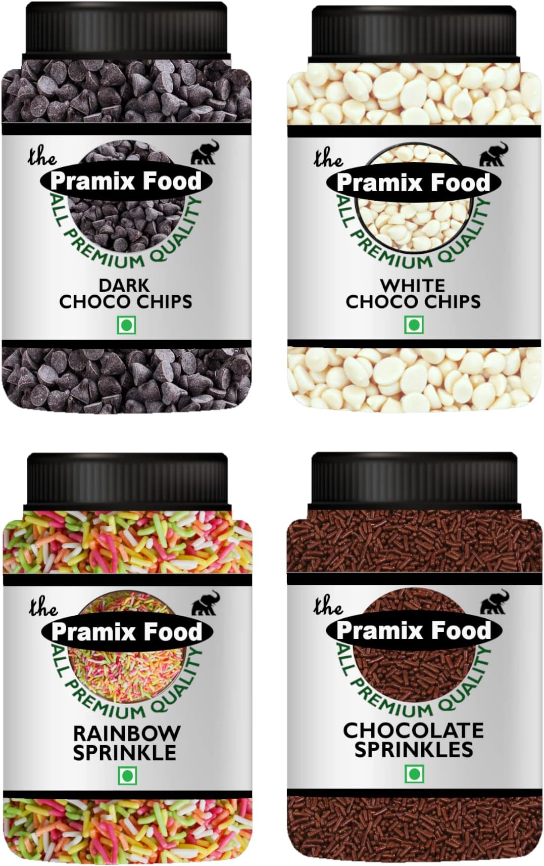 Pramix Premium Cake Decorative Combo of Sprinkles Dark White Choco Chips 400 g