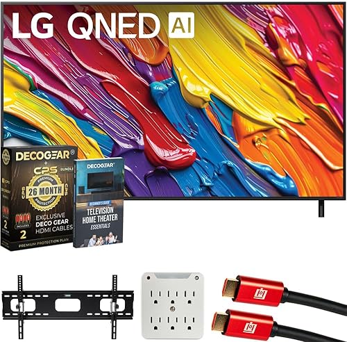 LG QNED82A Smart TV QNED82A de 55 pulgadas QNED AI 4K (2025) con protección exclusiva de CPS de 26 meses, 2 cables HDMI, montaje en pared, adaptador
