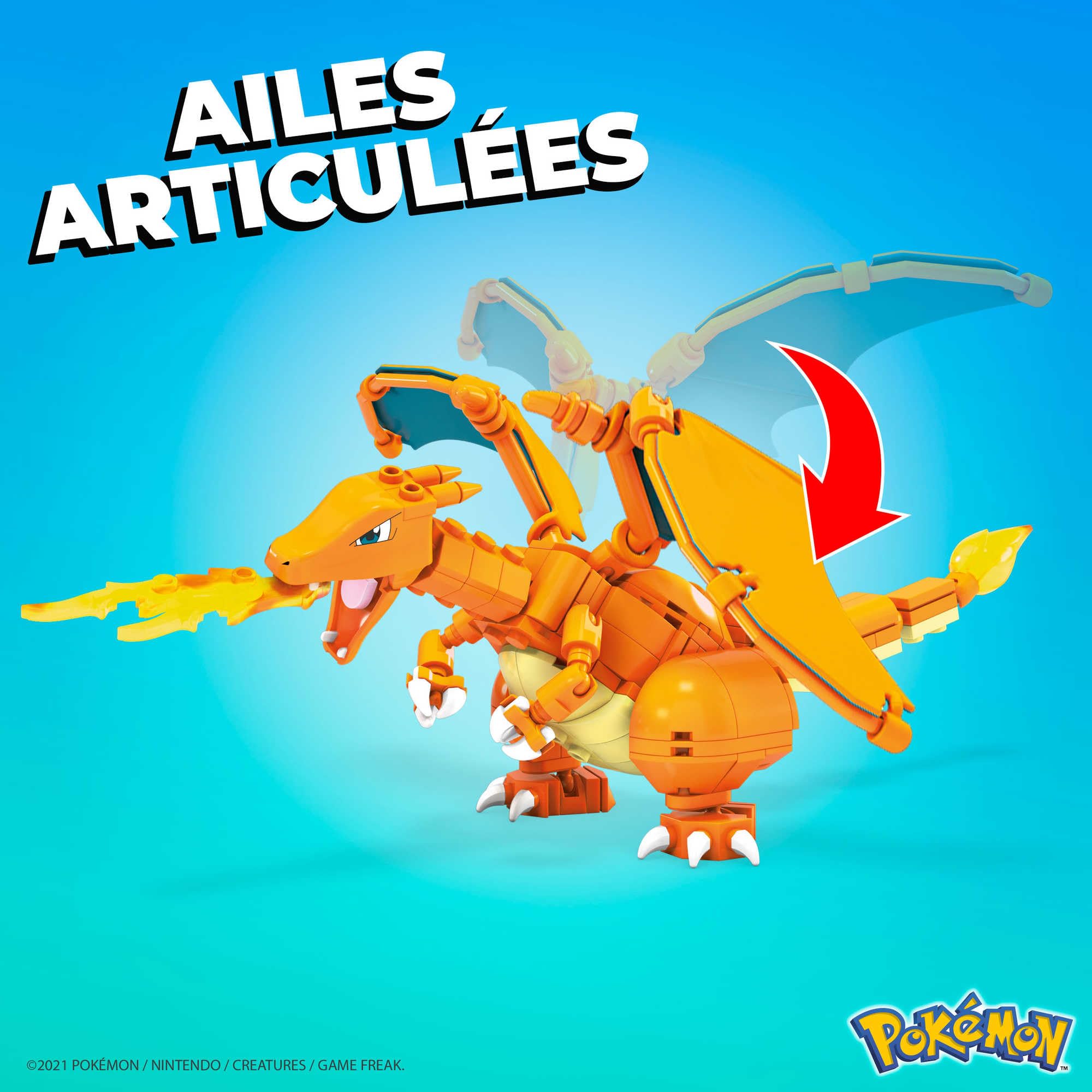 Mega Pokémon, Jeu de Construction de Figurines pour Enfants, Coffret évolution de Salamèche avec 300 pièces, 3 Personnages posables, Reptincel et Dracaufeu, HFG06