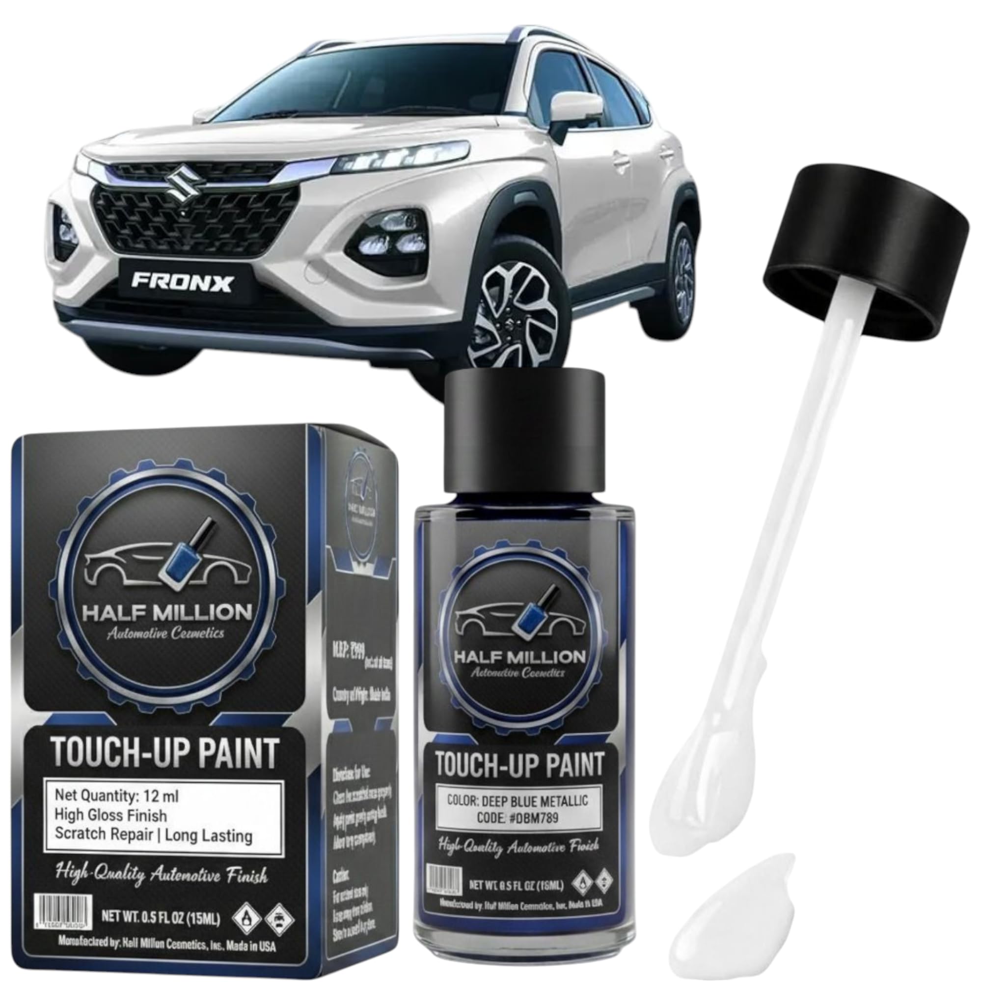 HALF MILLION® NEXA FRONX Pearl Arctic White [ZHJ] Touch Up Paint Factory Quality and Matched 2k Paint | 2-In-1 Car Scratch Remover Pen | Car Paint Scratch Repair Kit for Scratches, Chips & Nicks | 12ml.