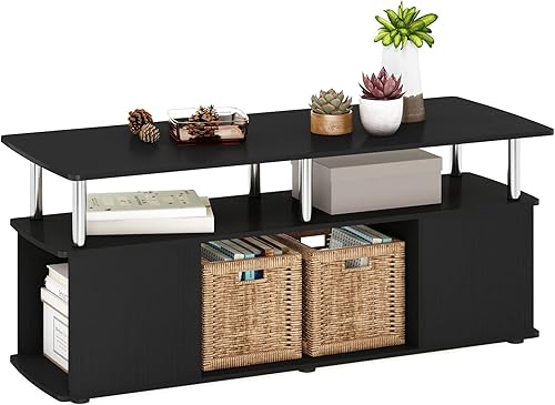 Miniatura 12 de Furinno Jaya - Soporte de TV, centro de entretenimiento, consola de TV, para televisores de hasta 55 pulgadas, con 2 puertas y orificios para madera