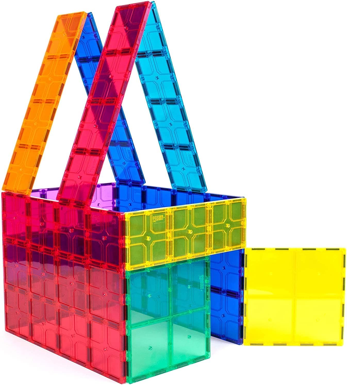 PicassoTiles 12pc Large Stabilizer 4pc + Large Stabilizer Base Kids Toy Magnetic Building Blocks Magnet Tiles Supersized Jumbo XL Plate Foundation Education Construction Kit Engineering STEM Children