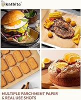Vista 5 de Katbite 265 hojas de papel pergamino de 10 x 15 pulgadas, papel de hornear sin blanquear resistente, precortado y a prueba de aceite, perfecto