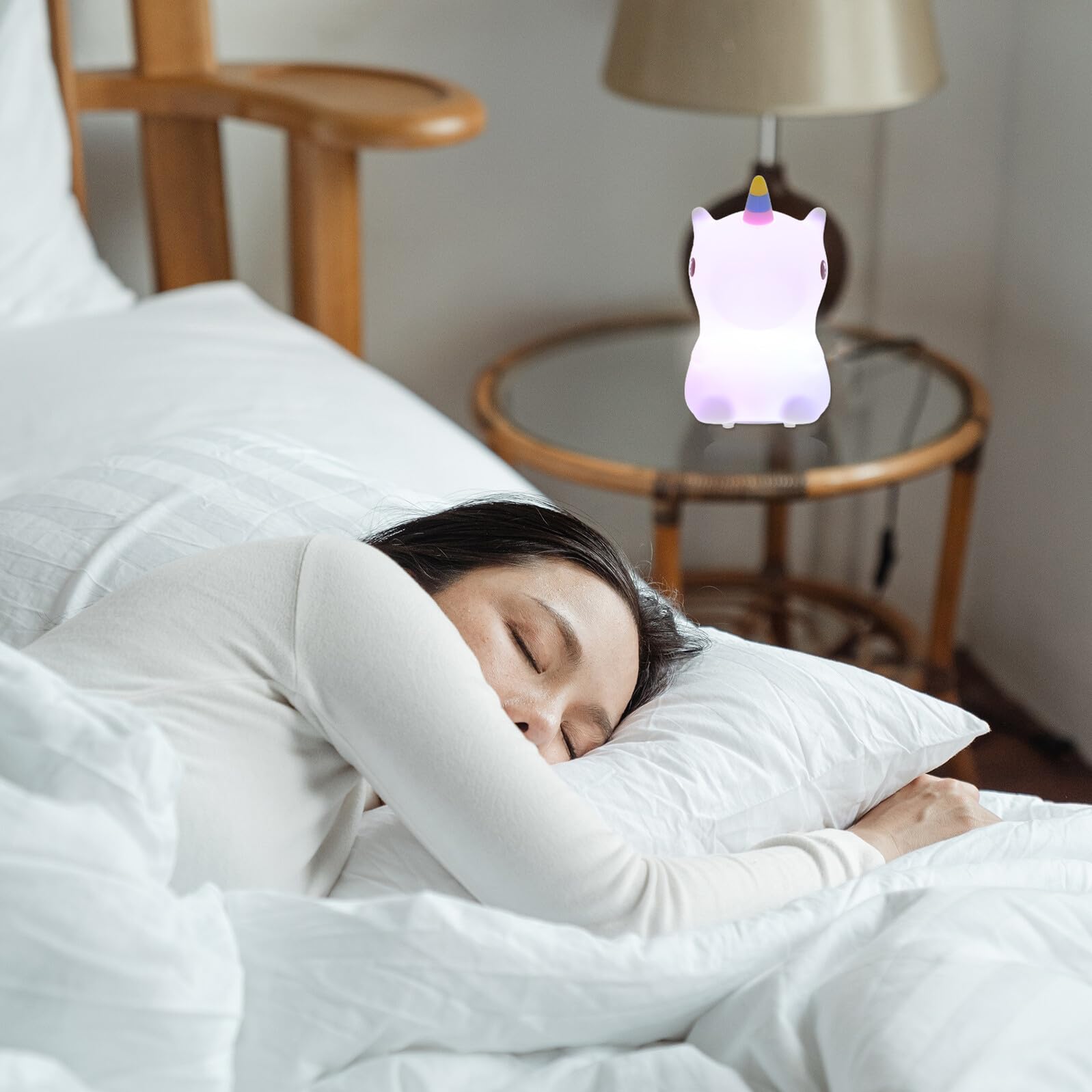 Abaodam Lámpara Nocturna de Unicornio de Silicona Táctil 1 Juego | Luz Suave, Decoración de Escritorio, 1200 Mah y 5 V, para Cumpleaños y Festivales