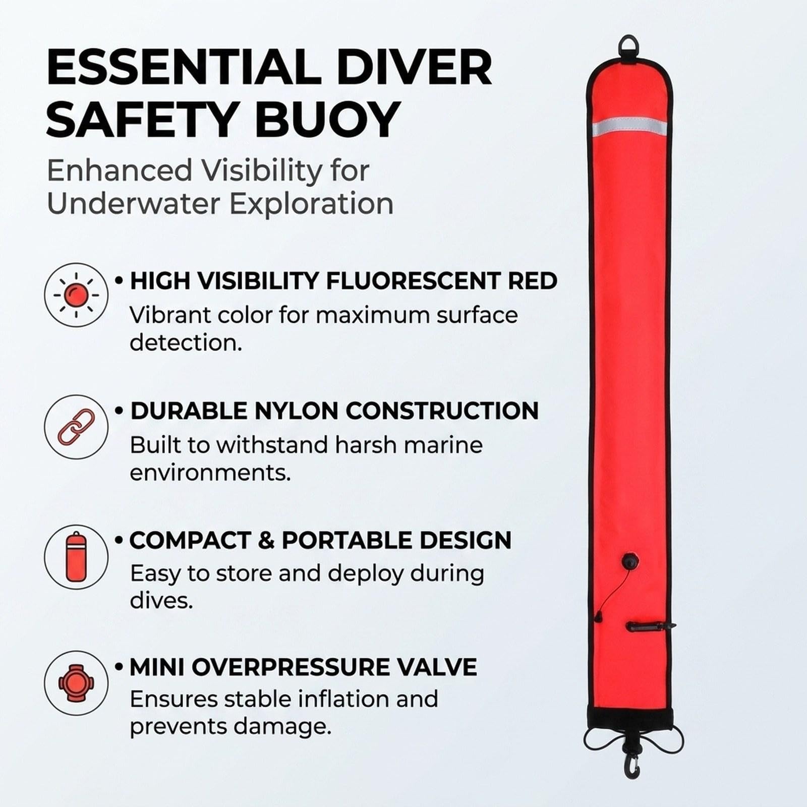 Boa di Superficie per Immersioni (SMB) per Adulti, Ideale per Lo Snorkeling All'aperto.