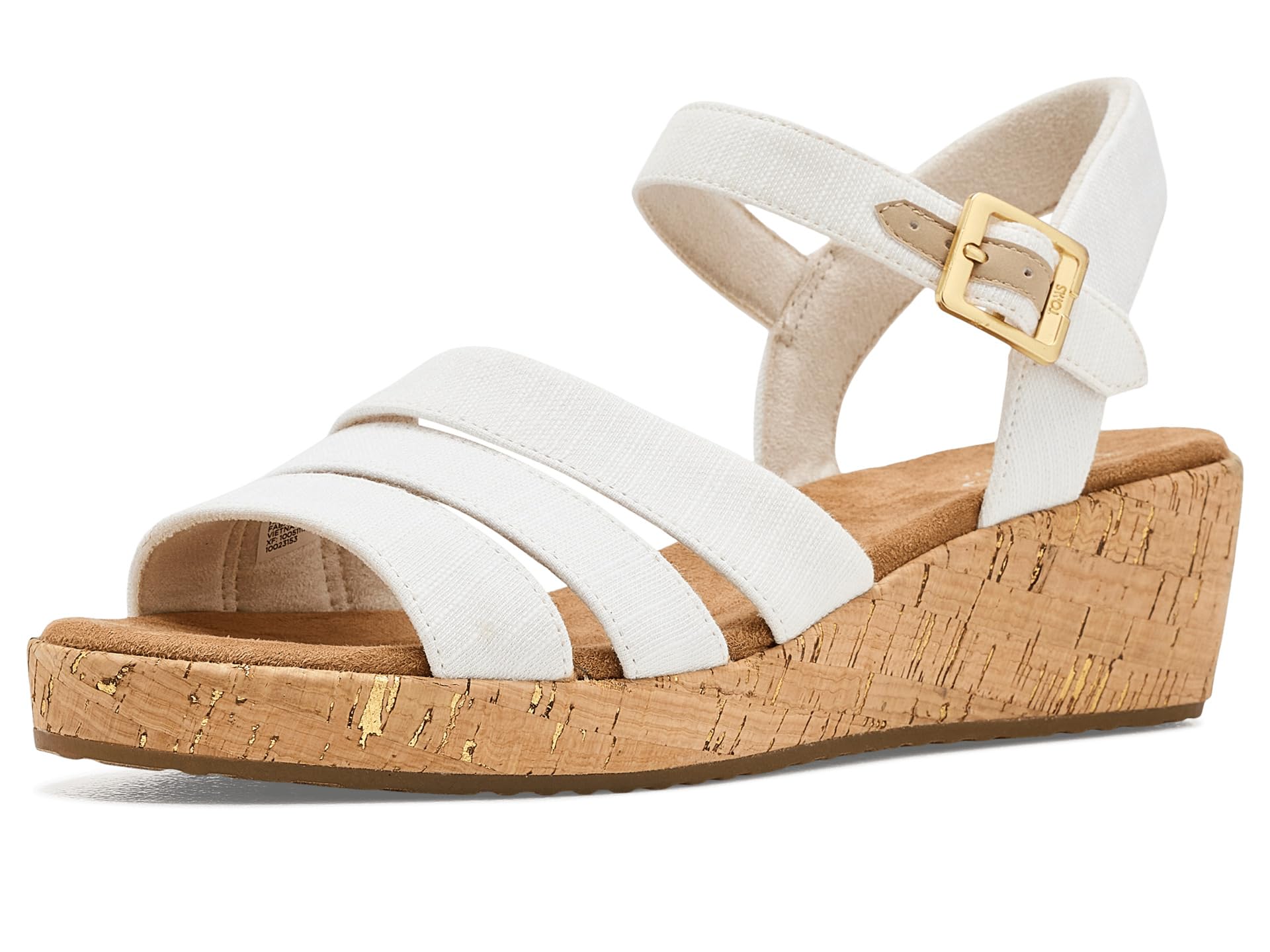 TOMS Women's Julia Wedge Sandal, White Slubby Woven, 3.5 UK
