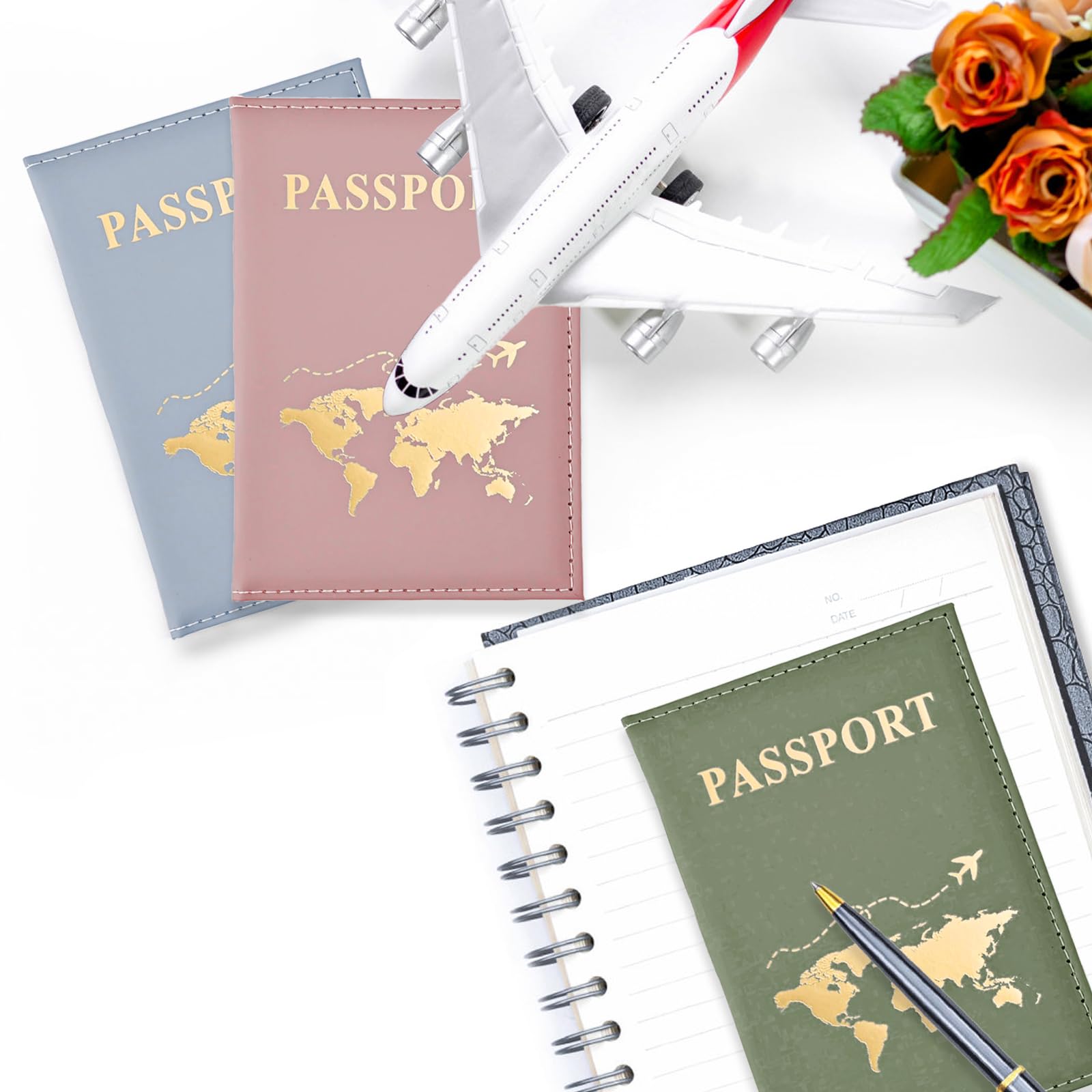 3 Pezzi Porta Passaporto da Viaggio, Custodia Passaporto Italiano, Cover Passaporto, PU Cuoio, Adatto per I Viaggi In Famiglia per Memorizzare I Passaporti delle Carte di Credito