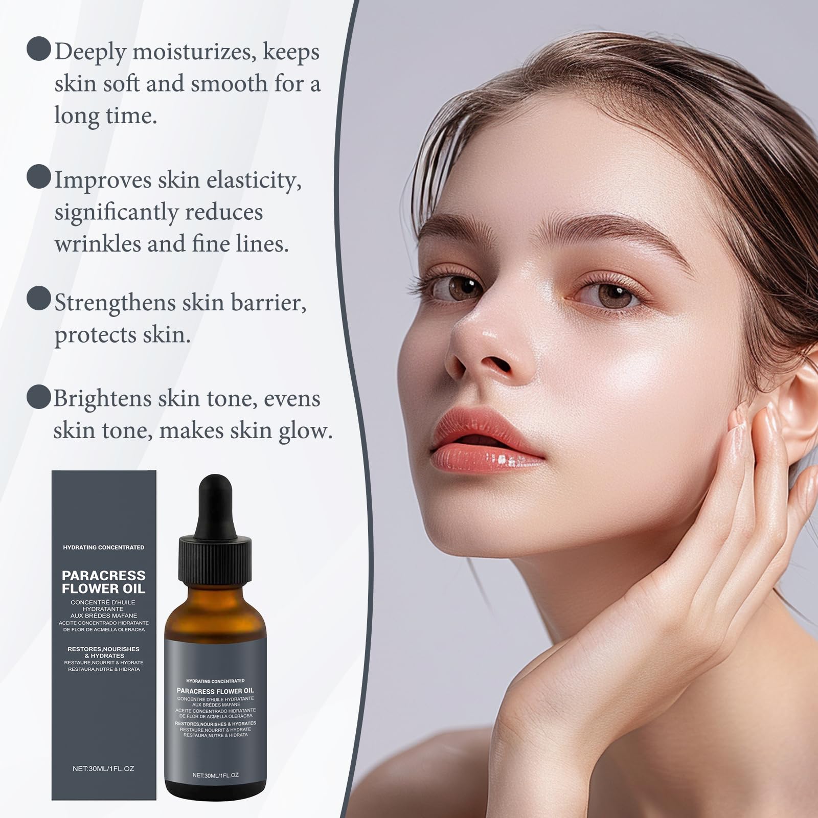 2 PCS Facial Oil Paracress Facial Oil Facial Serum Reduces and Smoothes Fine Lines Brighten for All Skin Types - Image 3