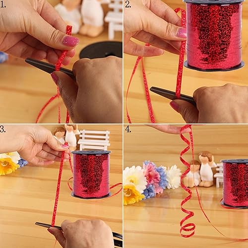 Miniatura 6 de BRZIKWT Cinta rizadora plateada de 500 yardas, hermosa cinta metálica prensada, rollo de cintas de globo, para regalo, arte, flores, globos para el