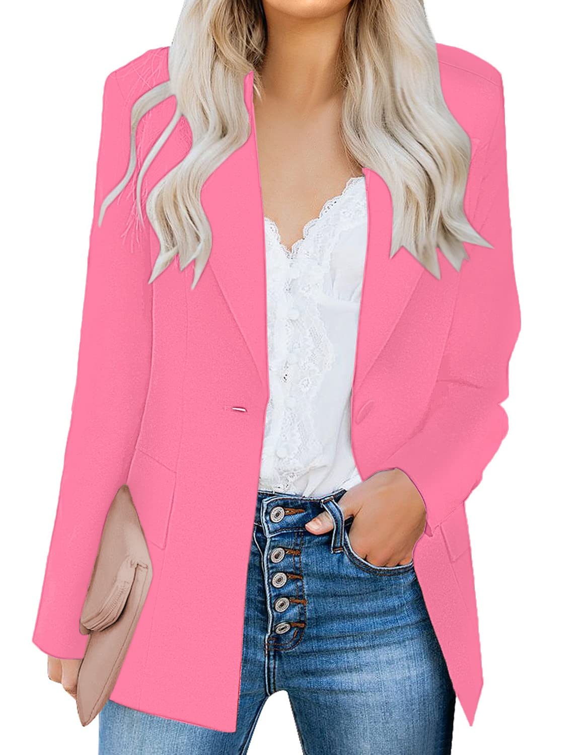 luvamia Women's Casual Long Sleeve Lapel Button Slim Work Office Blazer Jacket-picture-51