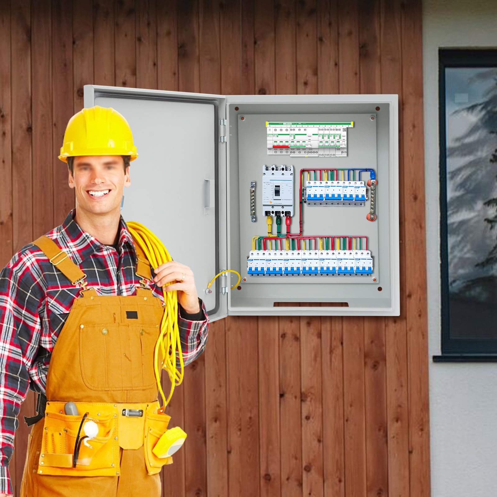 Verteilerkasten 40*20*50cm Verteilerdose Aufputz mit Schlüssel, Boden-Dichtungsplatte, Elektrische Klebebänder, Kaltgewalzter Stahl Aufputzdose für Schutz Elektrischen Geräten Stromkreisen Fabriken